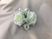 Ivory Glitter Roses With Pearls & Gypsophila