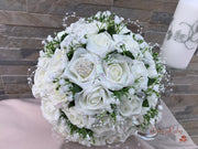 Ivory Glitter Roses With Pearls & Gypsophila