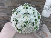 Ivory Glitter Roses With Pearls & Gypsophila