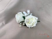 Ivory Glitter Roses With Pearls & Gypsophila