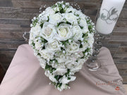 Ivory Glitter Roses With Pearls & Gypsophila