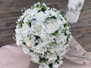 Ivory Glitter Roses With Pearls & Gypsophila