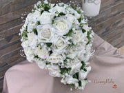 Ivory Glitter Roses With Pearls & Gypsophila