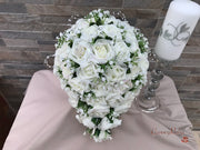 Ivory Glitter Roses With Pearls & Gypsophila