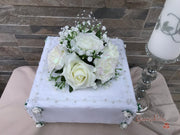 Ivory Glitter Roses With Pearls & Gypsophila