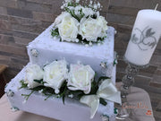 Ivory Glitter Roses With Pearls & Gypsophila