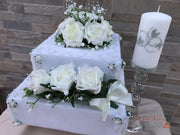 Ivory Glitter Roses With Pearls & Gypsophila