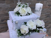 Ivory Glitter Roses With Pearls & Gypsophila