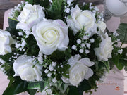Ivory Glitter Roses With Pearls & Gypsophila