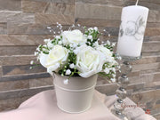 Ivory Glitter Roses With Pearls & Gypsophila