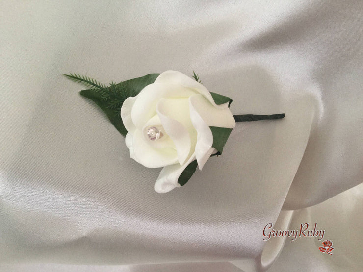 Single Pearl Rose Buttonhole - Colour of your Choice