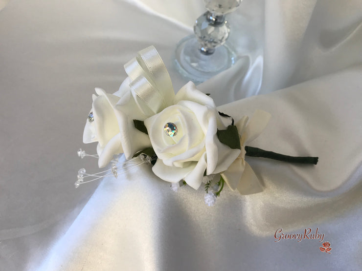 Ivory Roses & Carnations With Calla Lily & Gypsophila