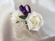 Cadbury Purple & Ivory Rose Crystal With Ivory Pearl Babies Breath