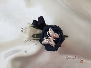 Navy & Ivory Butterfly Crystal