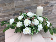 Large Ivory Foam Roses With Shades of Pink Gypsophila