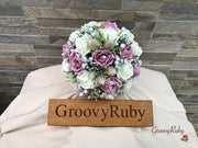 Light Pink Thistle With Foam Roses & Gypsophila