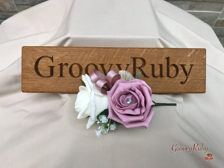 Light Pink Thistle With Foam Roses & Gypsophila