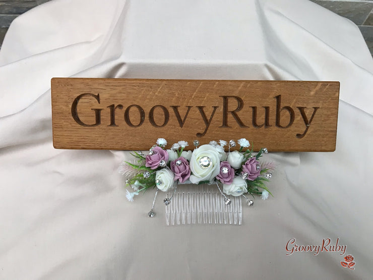 Light Pink Thistle With Foam Roses & Gypsophila