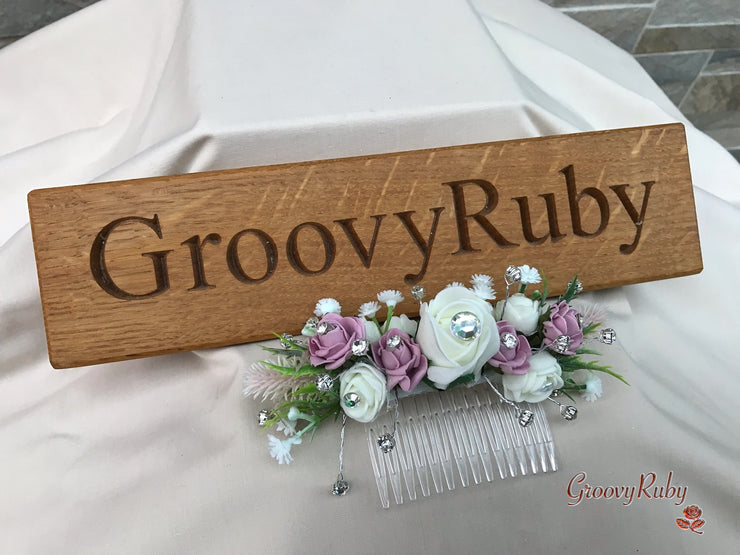 Light Pink Thistle With Foam Roses & Gypsophila