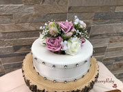 Light Pink Thistle With Foam Roses & Gypsophila