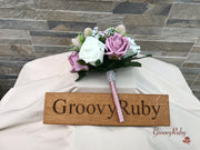 Light Pink Thistle With Foam Roses & Gypsophila
