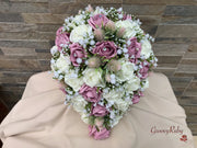 Light Pink Thistle With Foam Roses & Gypsophila