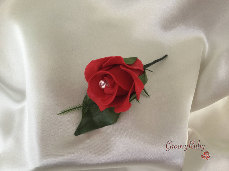 Single Crystal Rose Buttonhole - Colour of your Choice