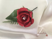Single Crystal Rose Buttonhole - Colour of your Choice