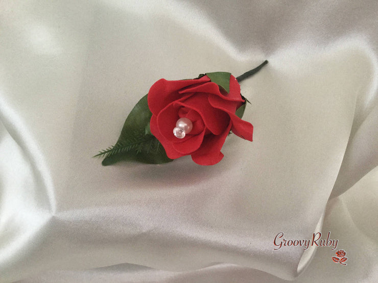 Single Pearl Rose Buttonhole - Colour of your Choice