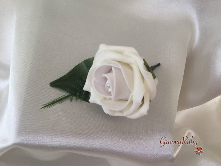 Single Crystal Rose Buttonhole - Colour of your Choice