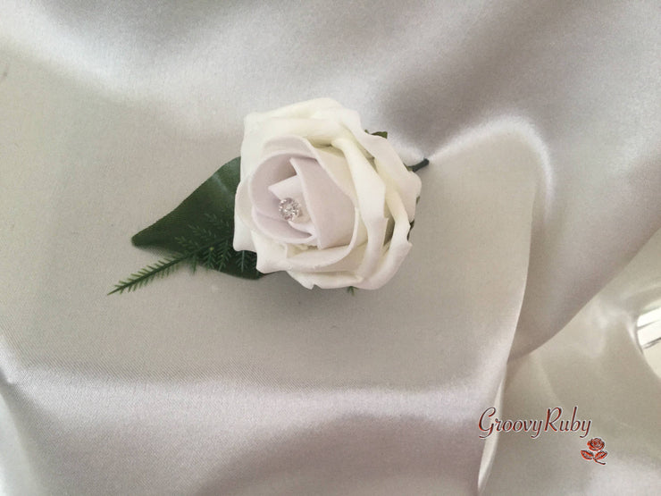 Single Pearl Rose Buttonhole - Colour of your Choice
