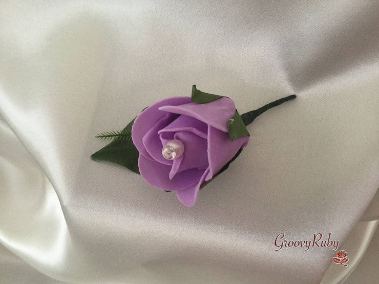 Single Pearl Rose Buttonhole - Colour of your Choice