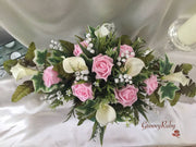 Baby Pink Rose, Lily of the Valley & Large Calla Lily With Diamante Brooch