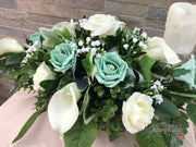 Mint Green Roses & Ivory Carnations With Calla Lily & Gypsophila