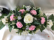 Baby Pink & Ivory Rose With Silver & Crystal Butterfly