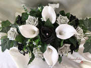Silver & Black Rose & Large White Calla Lily
