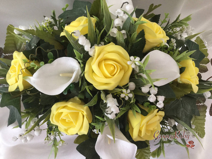 Lemon Roses With Lily of the Valley & Large Calla Lily