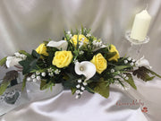 Lemon Pink Rose, Large Calla Lily & Lily of the Valley Table Centrepiece