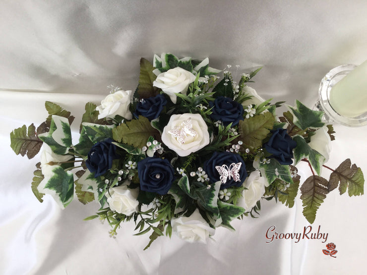 Navy & Ivory Butterfly Crystal
