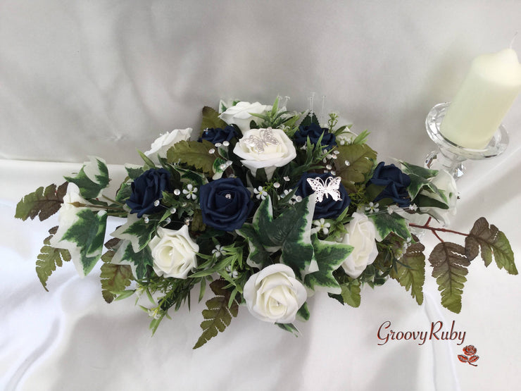 Navy & Ivory Butterfly Crystal