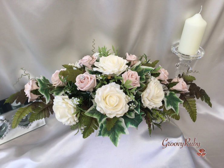 Small Tiger Lilies & Vintage Mocha Pink Roses With Foliage