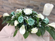 Mint Green Roses & Ivory Carnations With Calla Lily & Gypsophila
