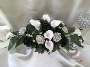 Silver & Black Rose & Large White Calla Lily