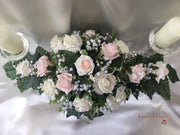 Blush Pink & Ivory Roses With Gypsophila & Pearl Sprays