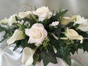 Ivory Rose & Large Calla Lily With Lily of the Valley Table Centrepiece