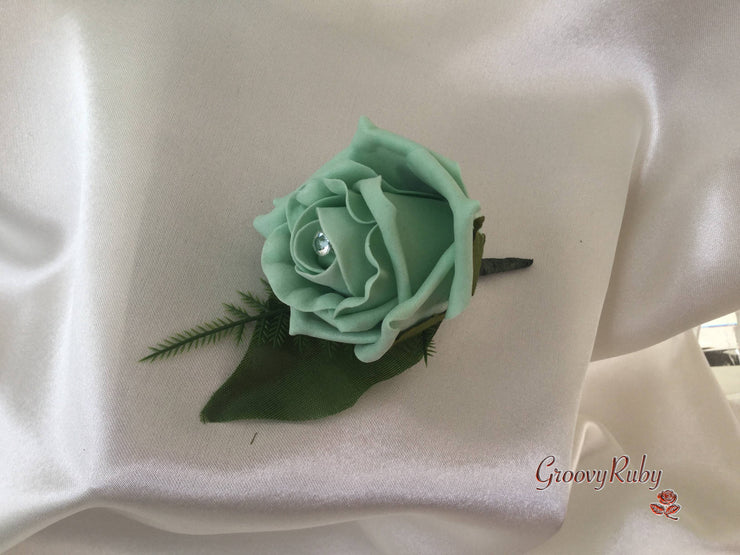Single Crystal Rose Buttonhole - Colour of your Choice