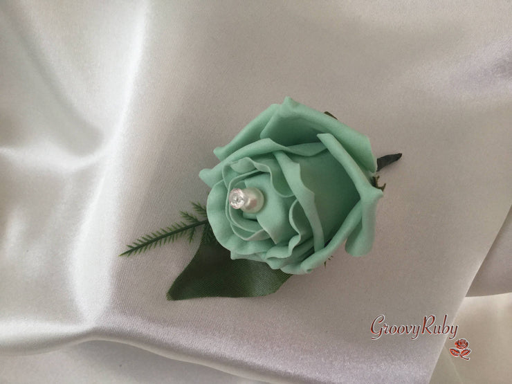 Single Pearl Rose Buttonhole - Colour of your Choice