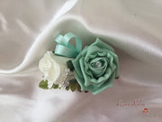 Ladies Pin On Corsage With Crystal Spray & Ribbon - Colour Combination Of Your Choice