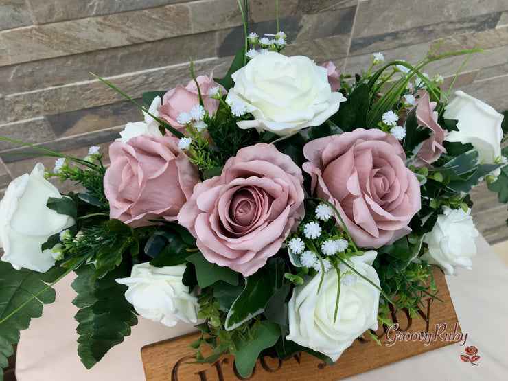Mochia Roses Mocha Pink Silk & Ivory Roses With Gypsophila *Limited Edition ...