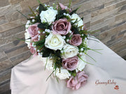 Mocha Pink Silk & Ivory Roses With Gypsophila *Limited Edition*
